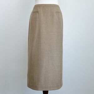 Talbots Tan Wool Stretch Long Career Midi Pencil Skirt